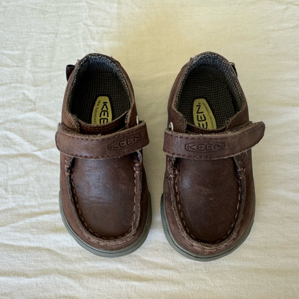 Boys brown leather keen loafers
